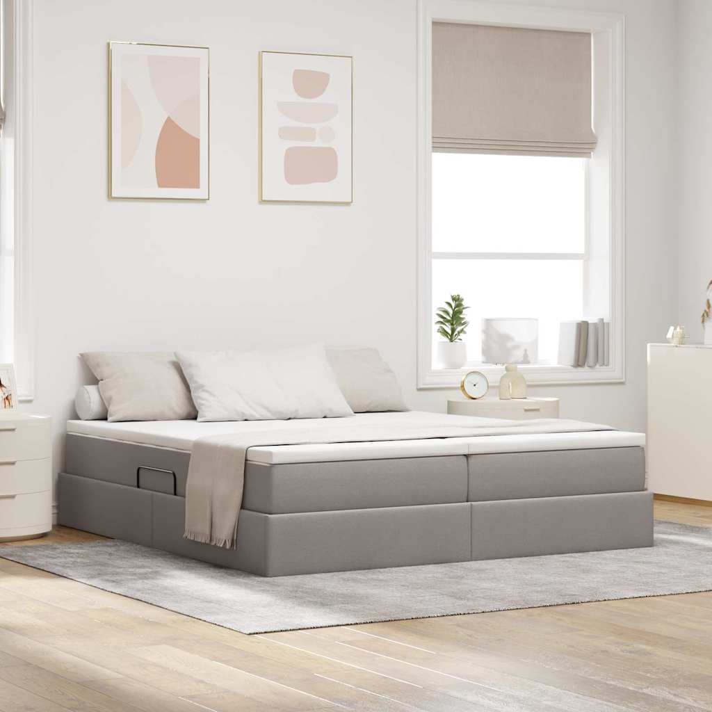 vidaXL Opbergbed met matras Lichtgrijs 200 x 200 cm Polyester