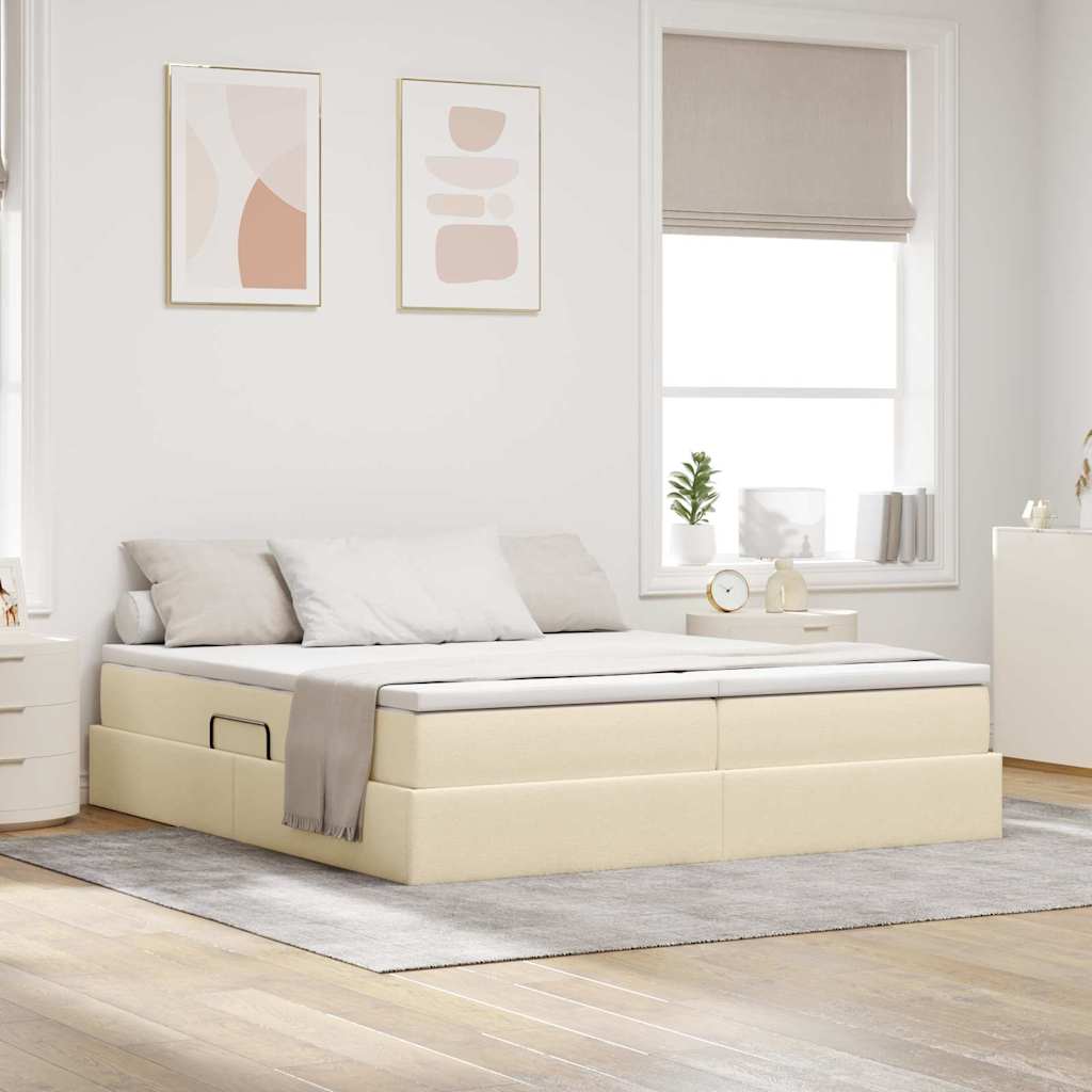 vidaXL Opbergbed met matras Lichtgrijs 200 x 200 cm Polyester
