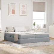 vidaXL Opbergbed met matras Lichtgrijs 200 x 200 cm Polyester