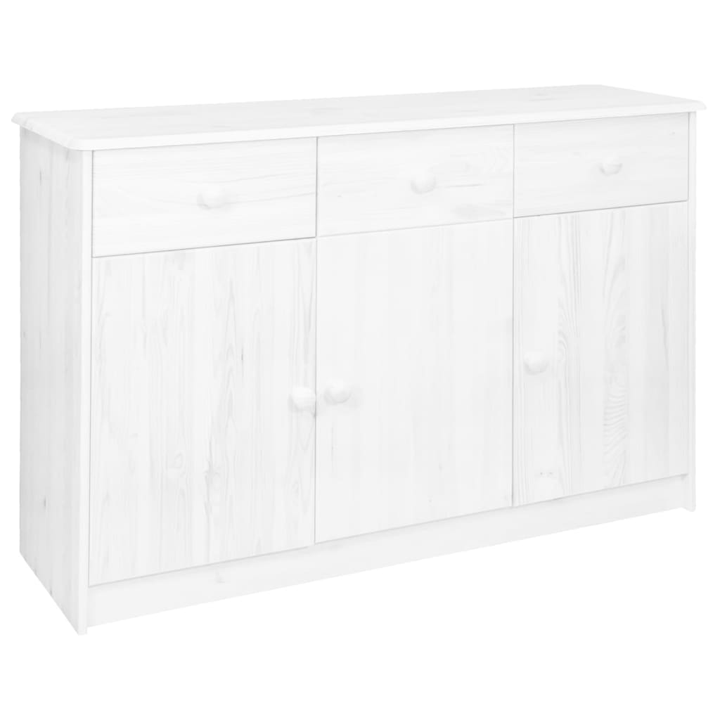 vidaXL Dressoir met 3 lades 113x35x73 cm massief grenenhout wit