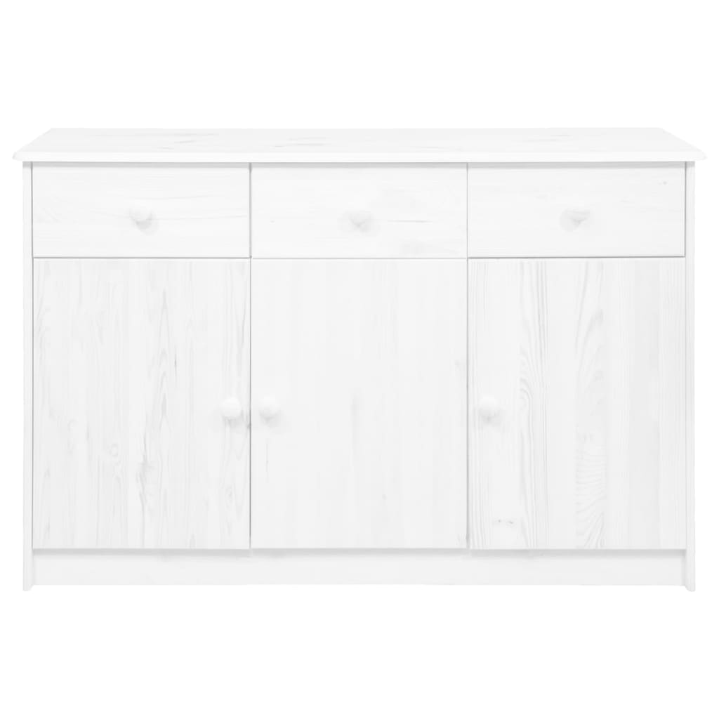 vidaXL Dressoir met 3 lades 113x35x73 cm massief grenenhout wit
