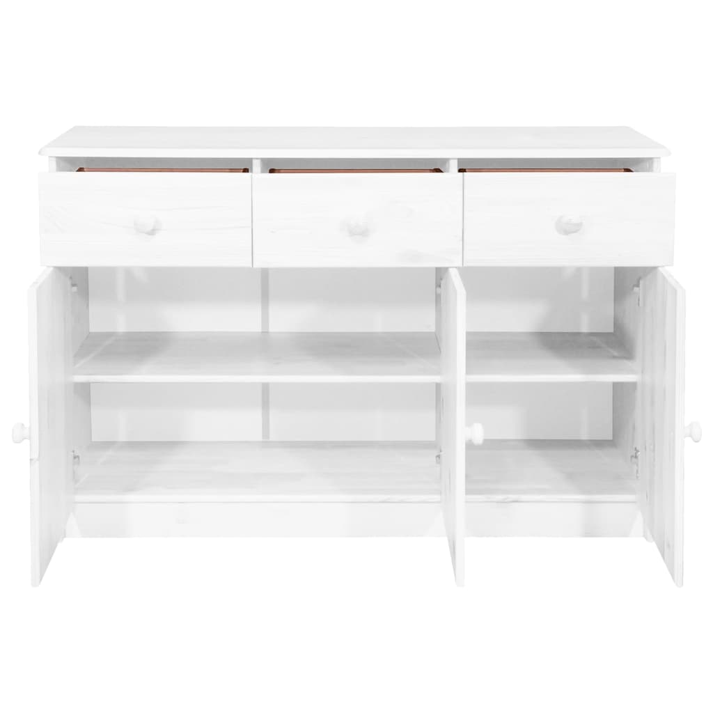 vidaXL Dressoir met 3 lades 113x35x73 cm massief grenenhout wit
