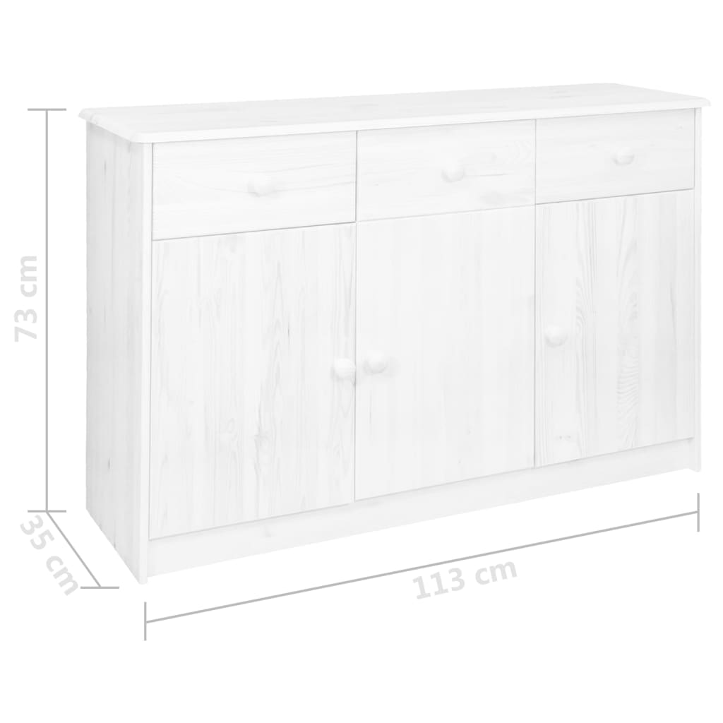 vidaXL Dressoir met 3 lades 113x35x73 cm massief grenenhout wit