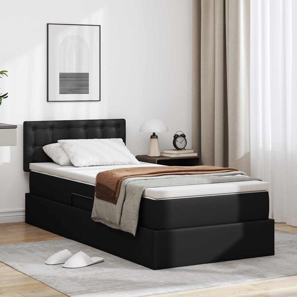 vidaXL Opslag bed met matras met opslag Zwart 120 x 190 cm Nep Leer