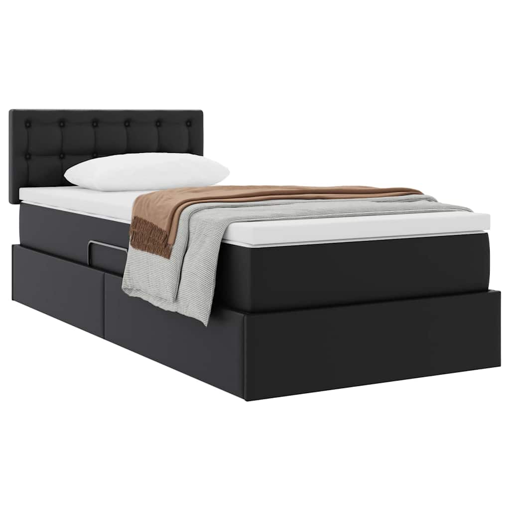 vidaXL Opslag bed met matras met opslag Zwart 120 x 190 cm Nep Leer
