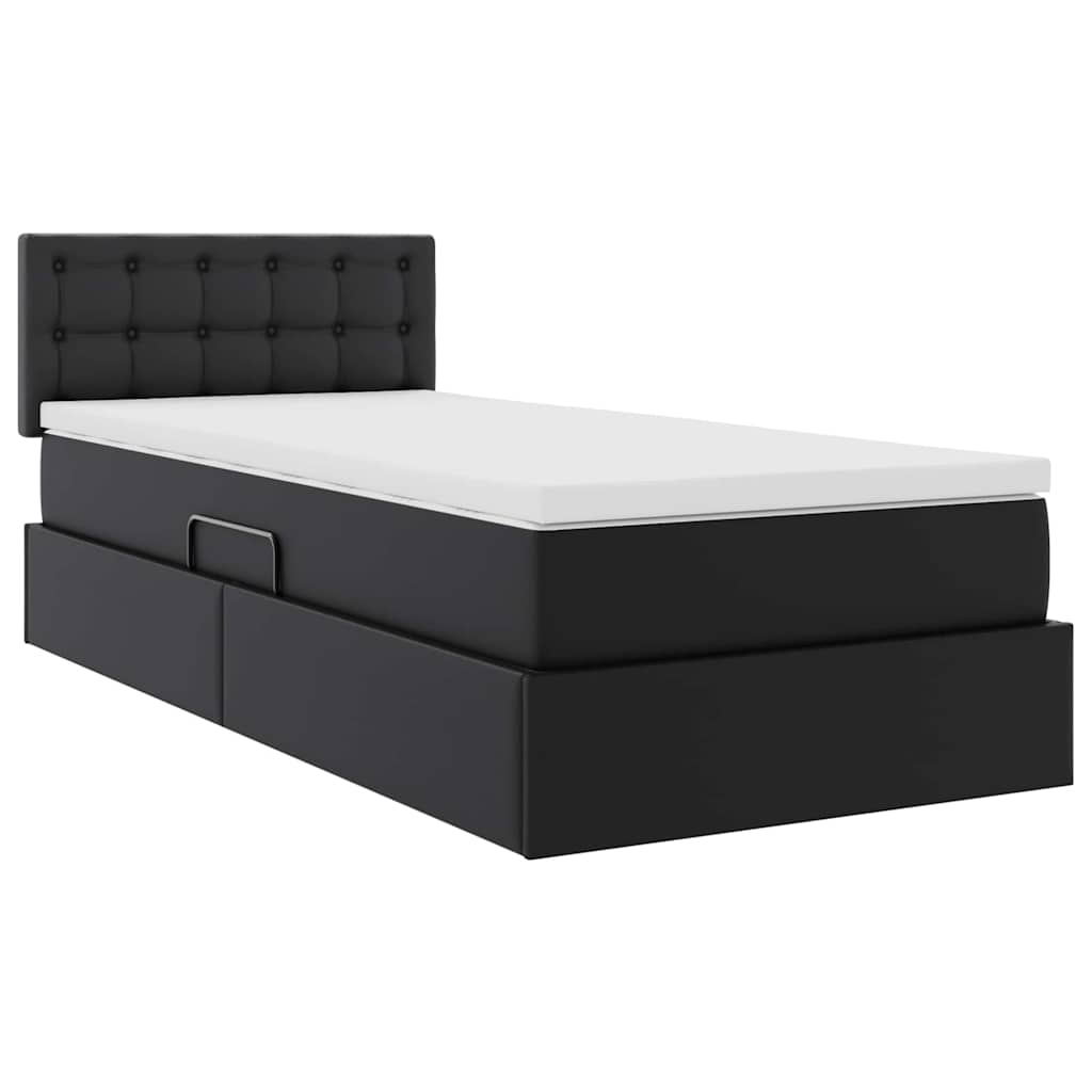 vidaXL Opslag bed met matras met opslag Zwart 120 x 190 cm Nep Leer