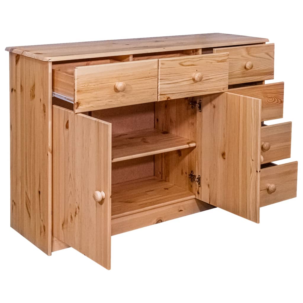 vidaXL Dressoir met 6 lades 113x35x73 cm massief grenenhout