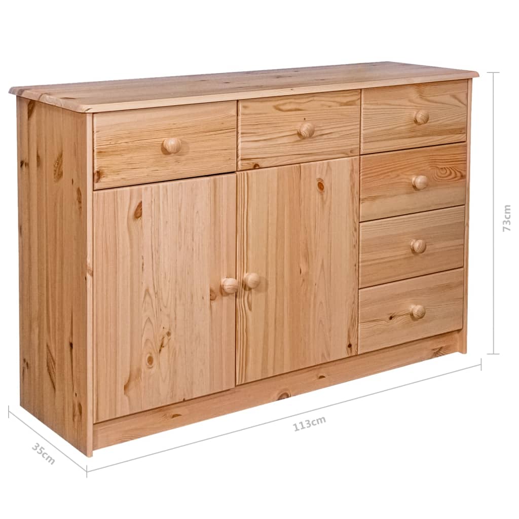vidaXL Dressoir met 6 lades 113x35x73 cm massief grenenhout