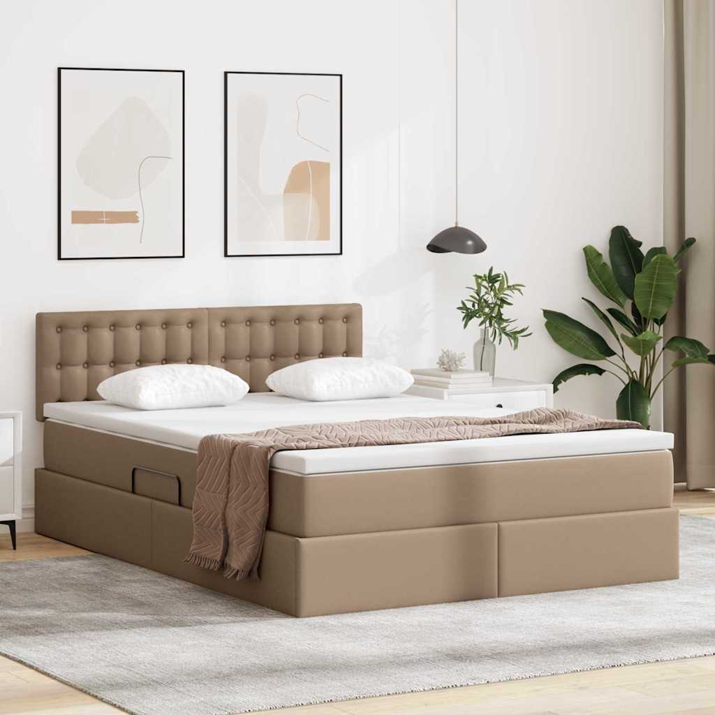 vidaXL Opslag bed met matras met opslag Zwart 120 x 190 cm Nep Leer