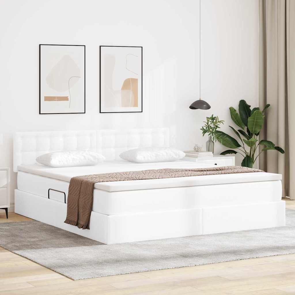 vidaXL Opslag bed met matras met opslag Zwart 120 x 190 cm Nep Leer