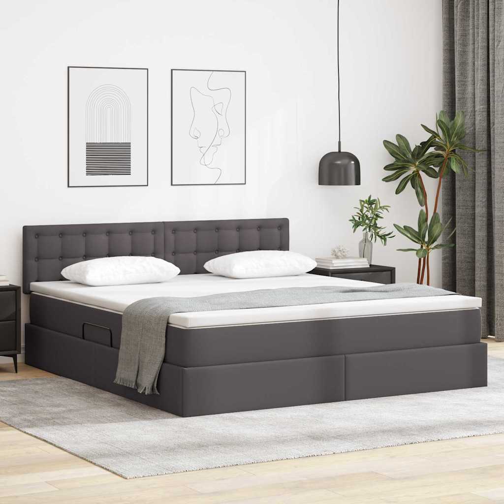 vidaXL Opslag bed met matras met opslag Zwart 120 x 190 cm Nep Leer