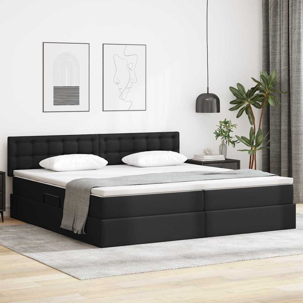 vidaXL Opslag bed met matras met opslag Zwart 120 x 190 cm Nep Leer