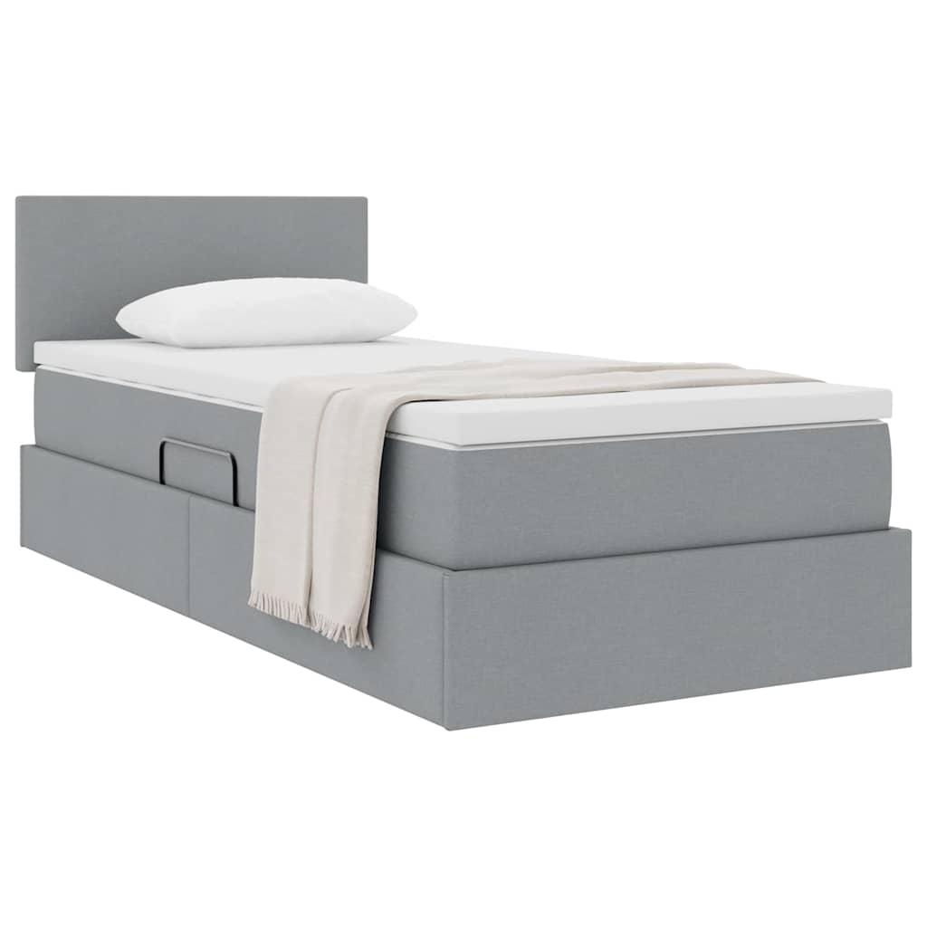 vidaXL Opbergbed met matras Lichtgrijs 120 x 190 cm Bewerkt hout