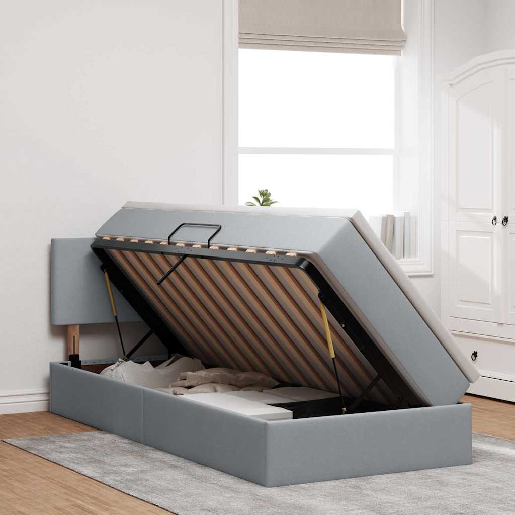 vidaXL Opbergbed met matras Lichtgrijs 120 x 190 cm Bewerkt hout