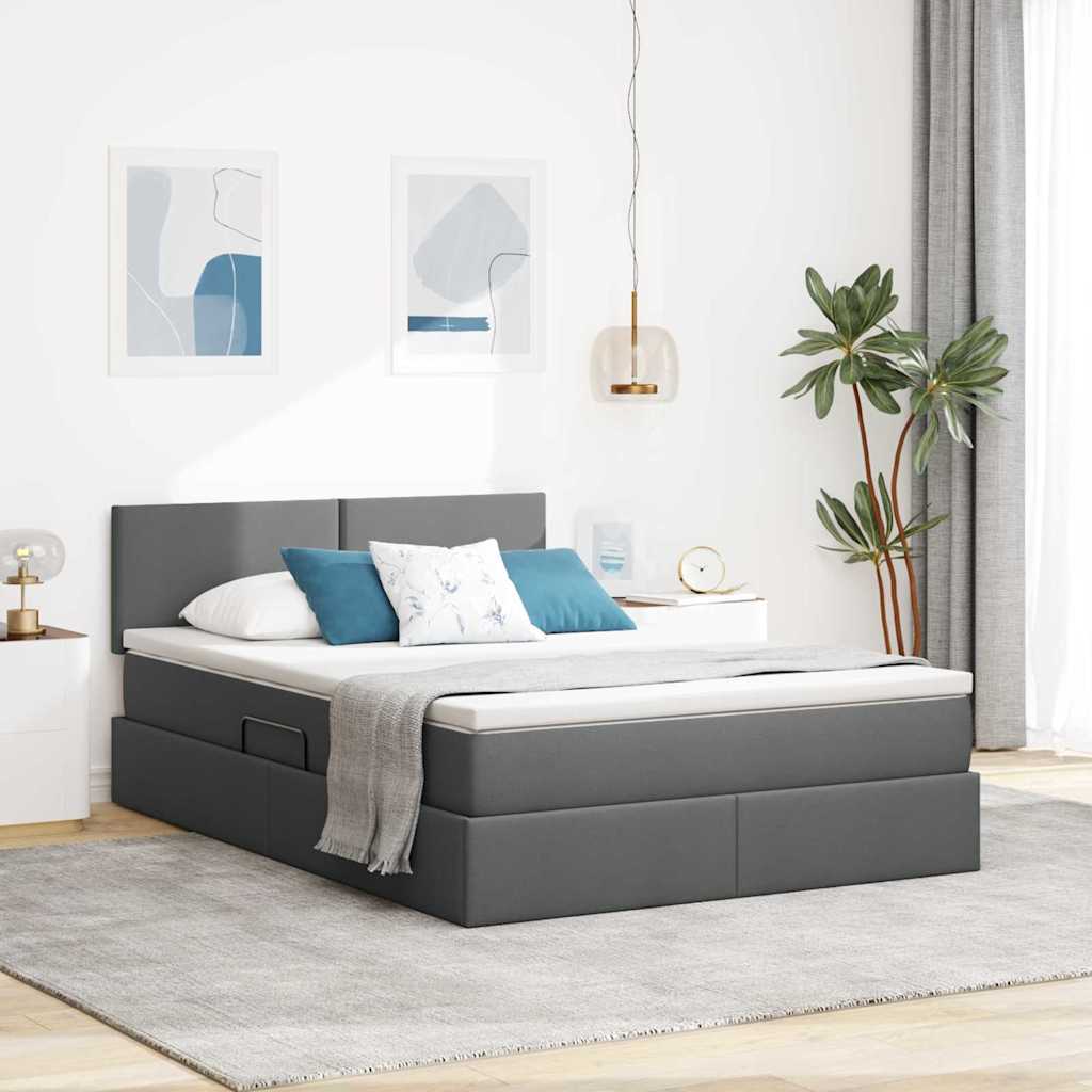 vidaXL Opbergbed met matras Lichtgrijs 120 x 190 cm Bewerkt hout