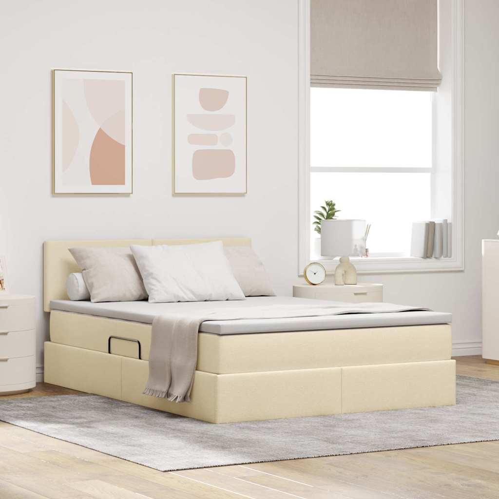 vidaXL Opbergbed met matras Lichtgrijs 120 x 190 cm Bewerkt hout