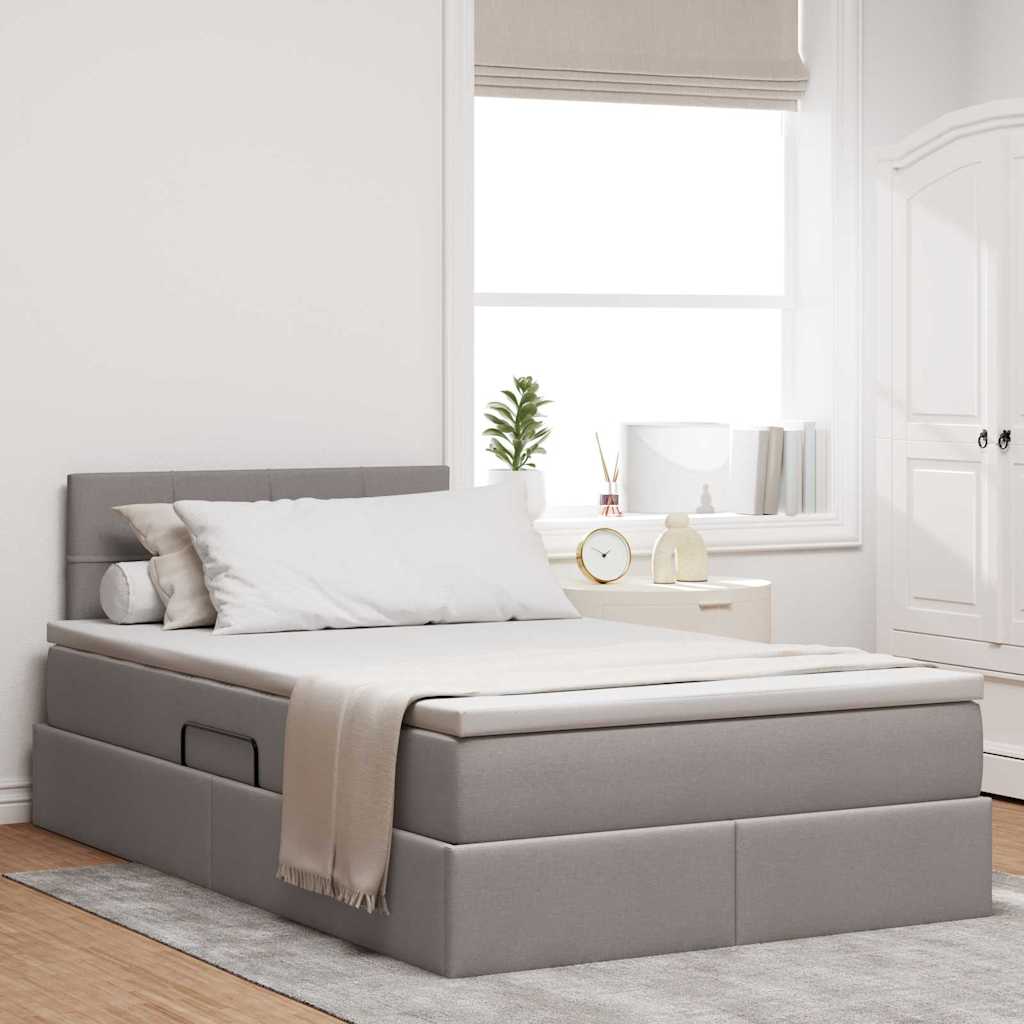 vidaXL Opbergbed met matras Lichtgrijs 120 x 190 cm Bewerkt hout