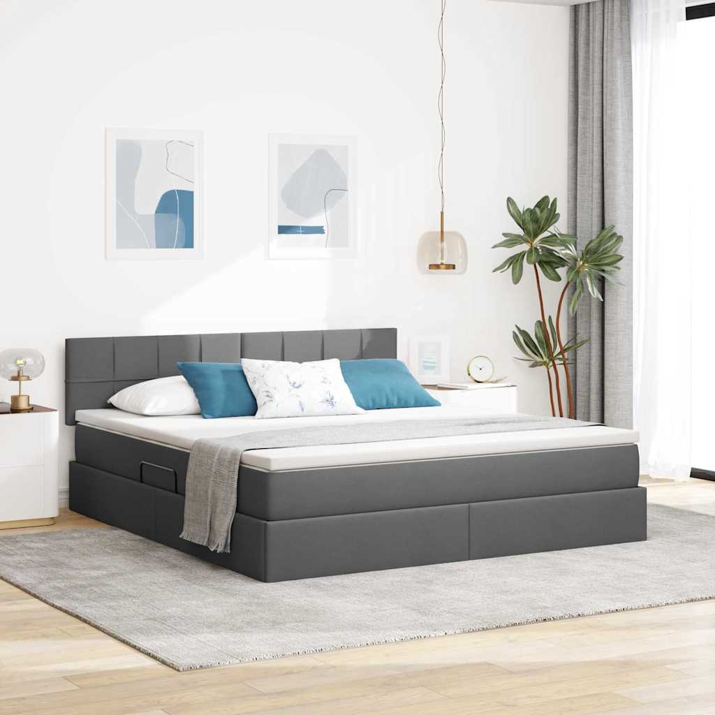 vidaXL Opbergbed met matras Lichtgrijs 120 x 190 cm Bewerkt hout