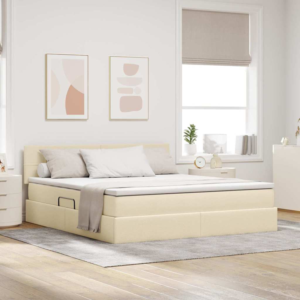 vidaXL Opbergbed met matras Lichtgrijs 120 x 190 cm Bewerkt hout