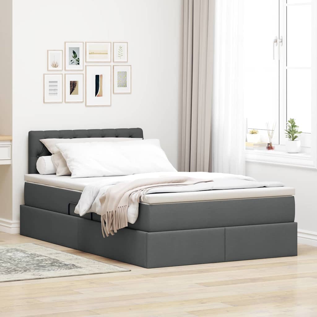 vidaXL Opbergbed met matras Lichtgrijs 120 x 190 cm Bewerkt hout