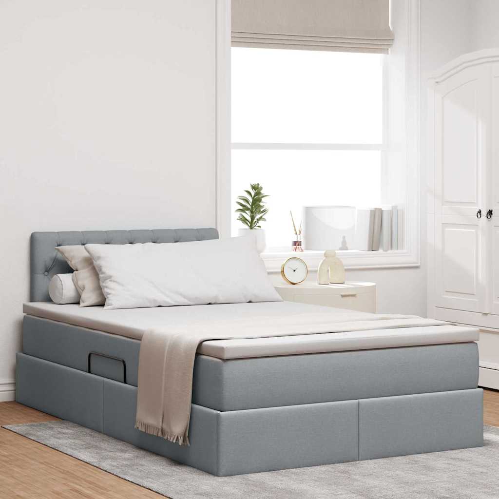 vidaXL Opbergbed met matras Lichtgrijs 120 x 190 cm Bewerkt hout