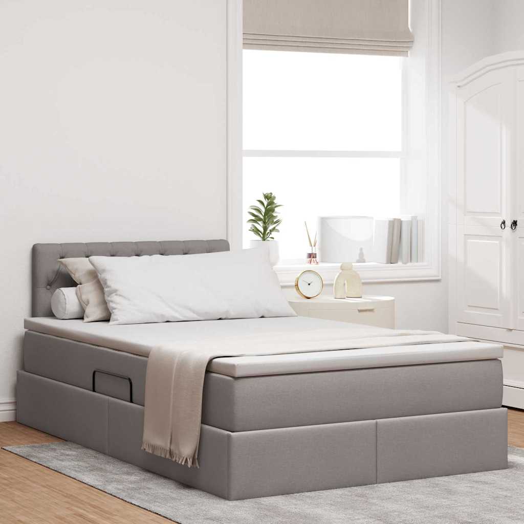 vidaXL Opbergbed met matras Lichtgrijs 120 x 190 cm Bewerkt hout