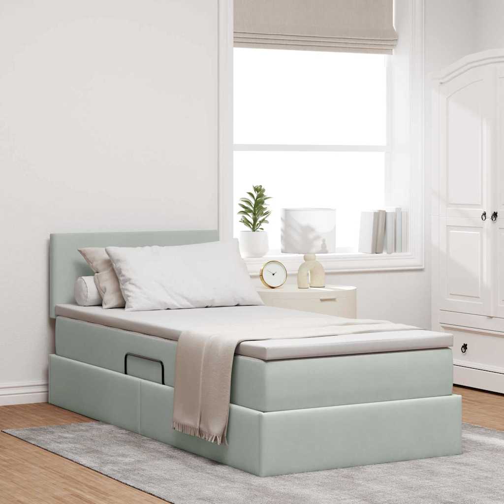 vidaXL Opslag bed met matras Lichtgrijs 120 x 190 cm Fluweel