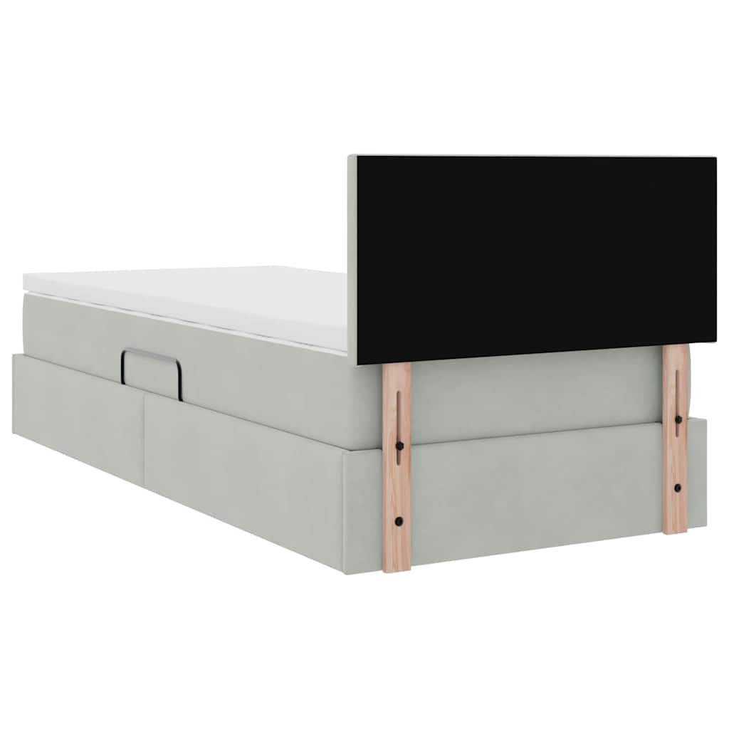 vidaXL Opslag bed met matras Lichtgrijs 120 x 190 cm Fluweel