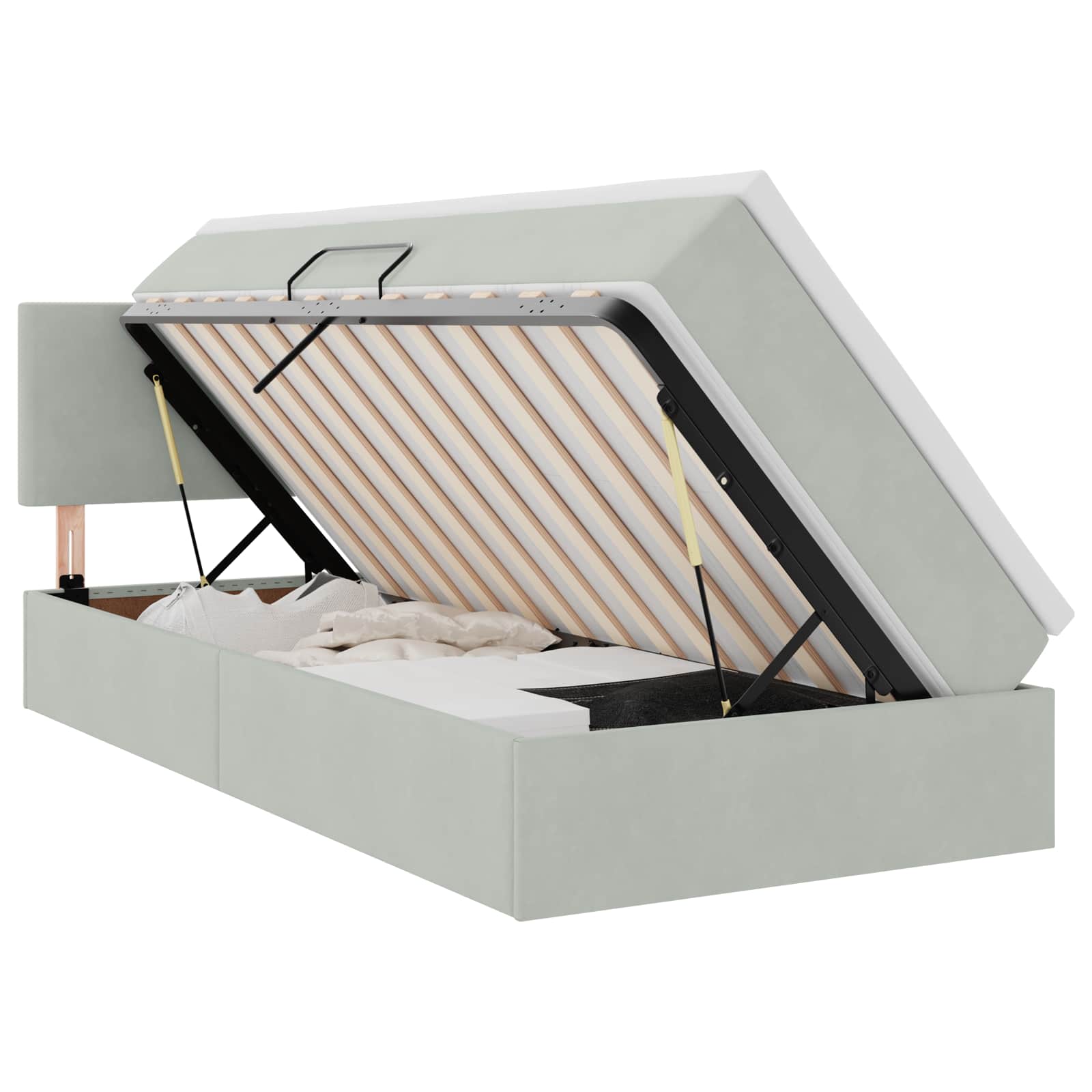 vidaXL Opslag bed met matras Lichtgrijs 120 x 190 cm Fluweel