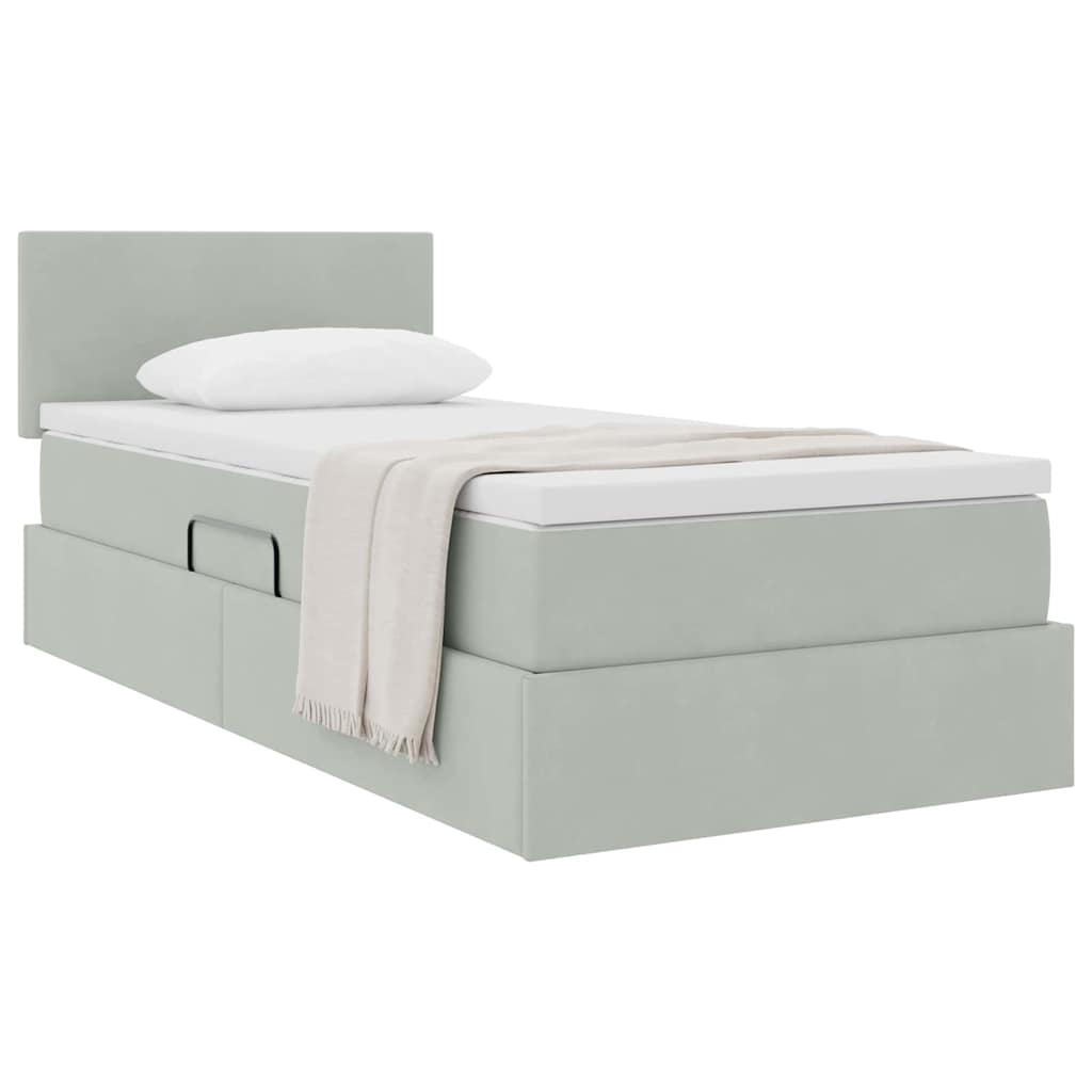 vidaXL Opslag bed met matras Lichtgrijs 120 x 190 cm Fluweel