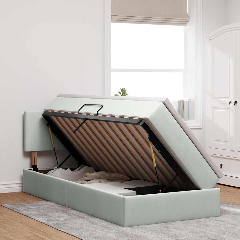 vidaXL Opslag bed met matras Lichtgrijs 120 x 190 cm Fluweel
