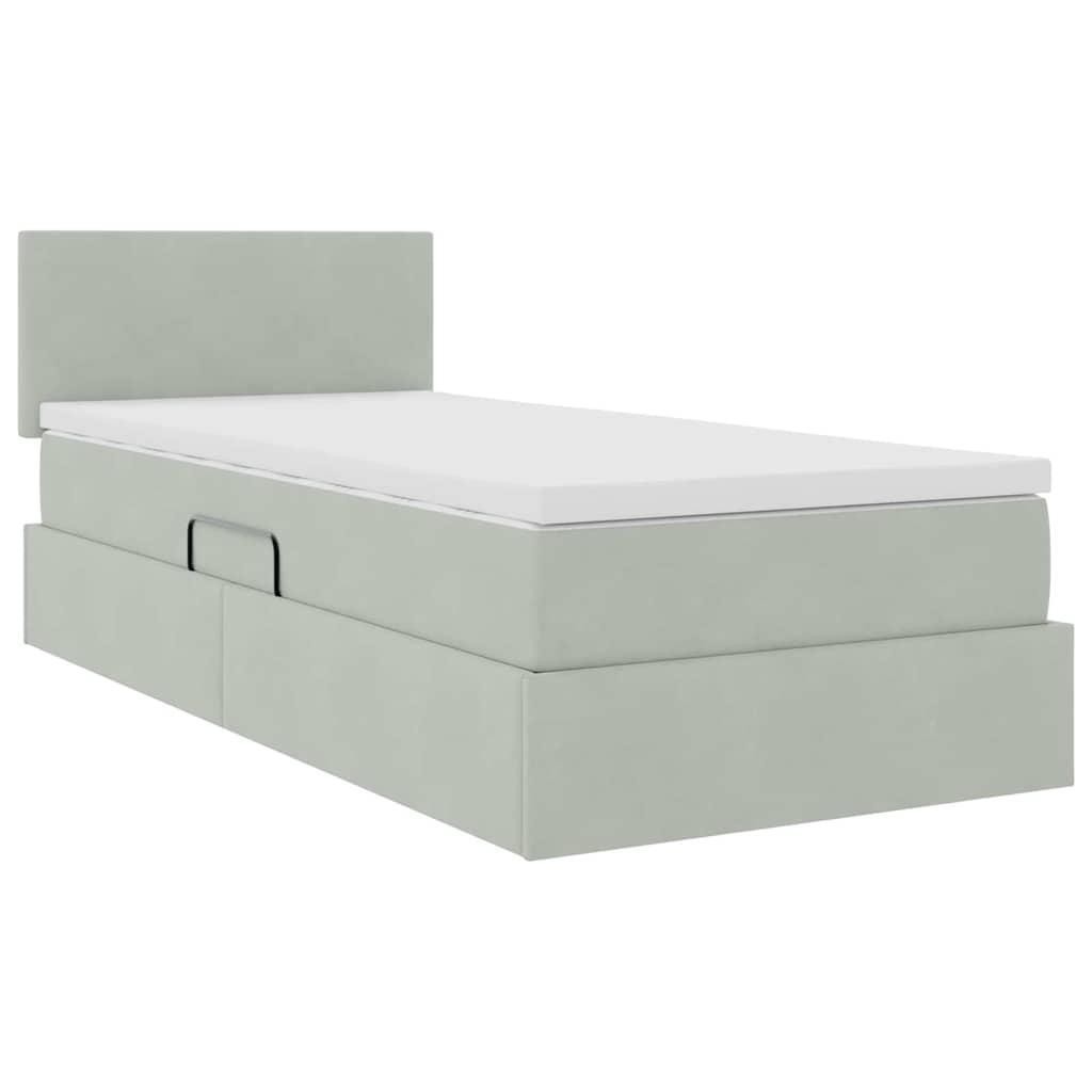 vidaXL Opslag bed met matras Lichtgrijs 120 x 190 cm Fluweel