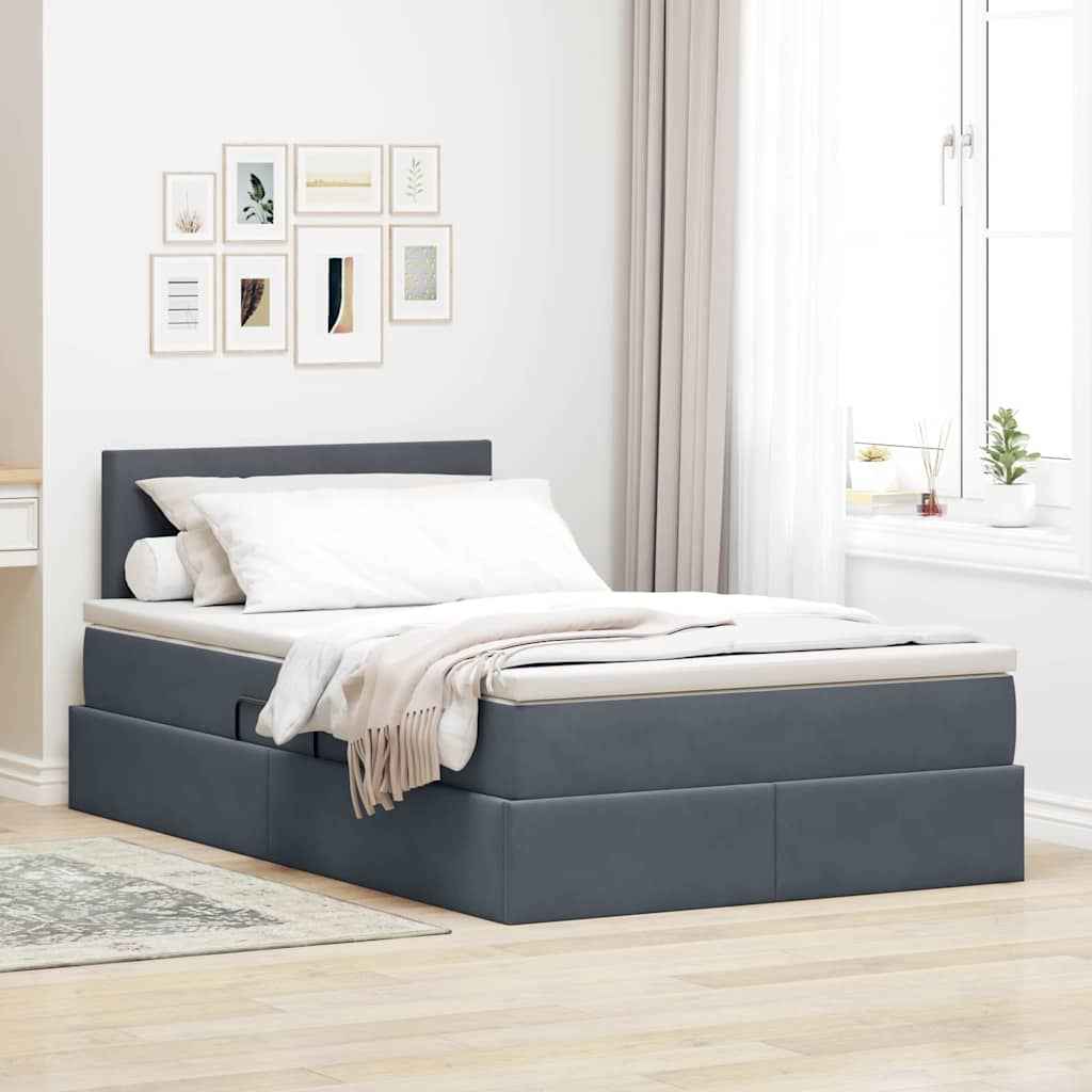 vidaXL Opslag bed met matras Lichtgrijs 120 x 190 cm Fluweel