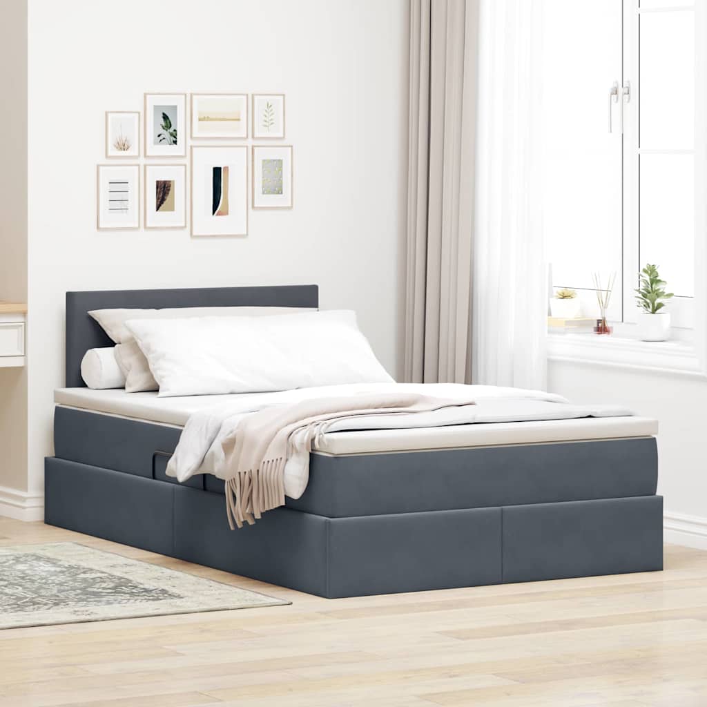 vidaXL Opslag bed met matras Lichtgrijs 120 x 190 cm Fluweel