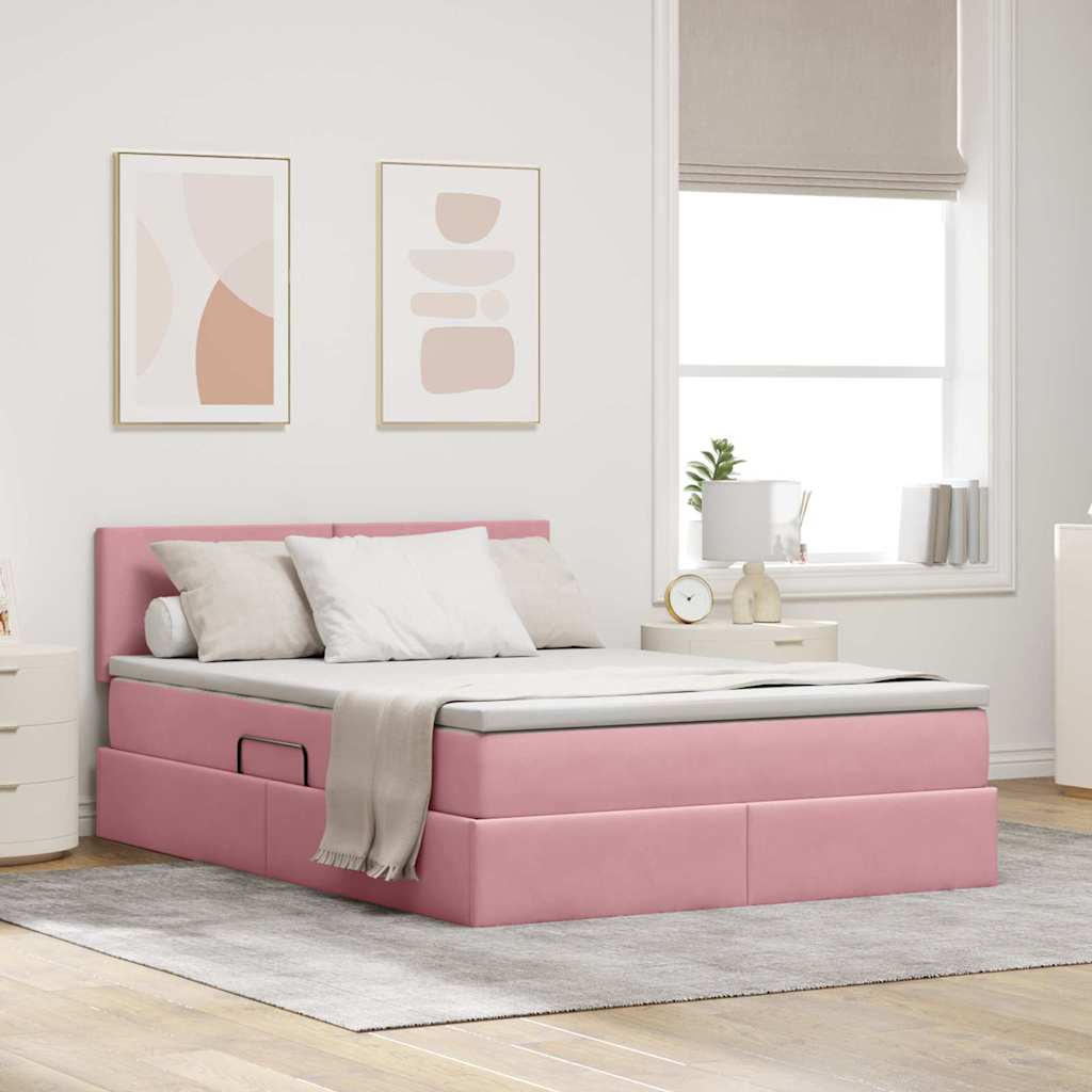 vidaXL Opslag bed met matras Lichtgrijs 120 x 190 cm Fluweel