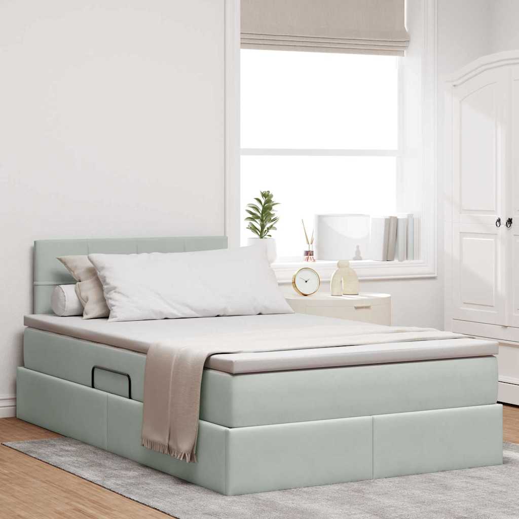vidaXL Opslag bed met matras Lichtgrijs 120 x 190 cm Fluweel