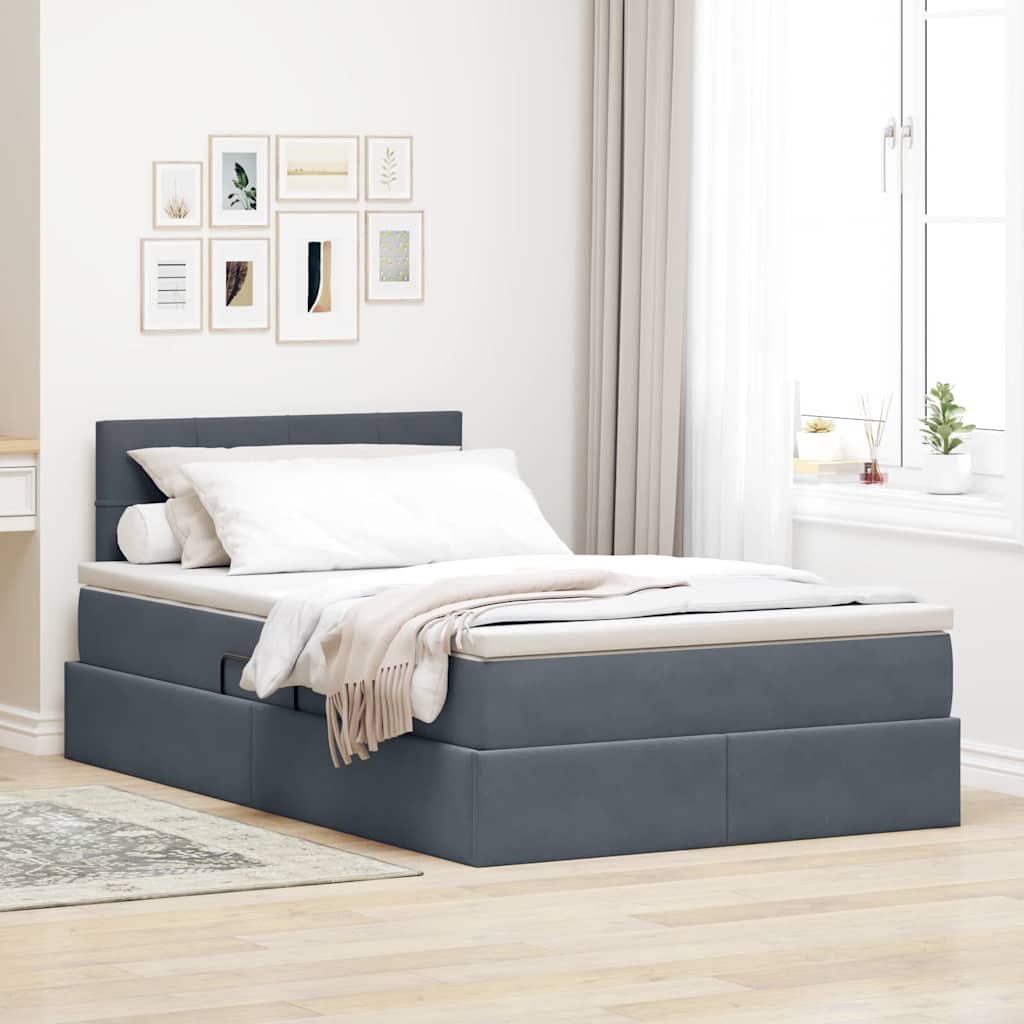 vidaXL Opslag bed met matras Lichtgrijs 120 x 190 cm Fluweel
