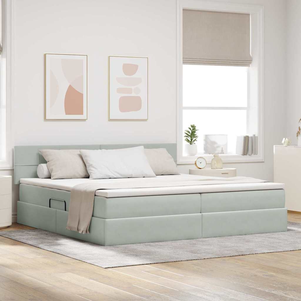 vidaXL Opslag bed met matras Lichtgrijs 120 x 190 cm Fluweel