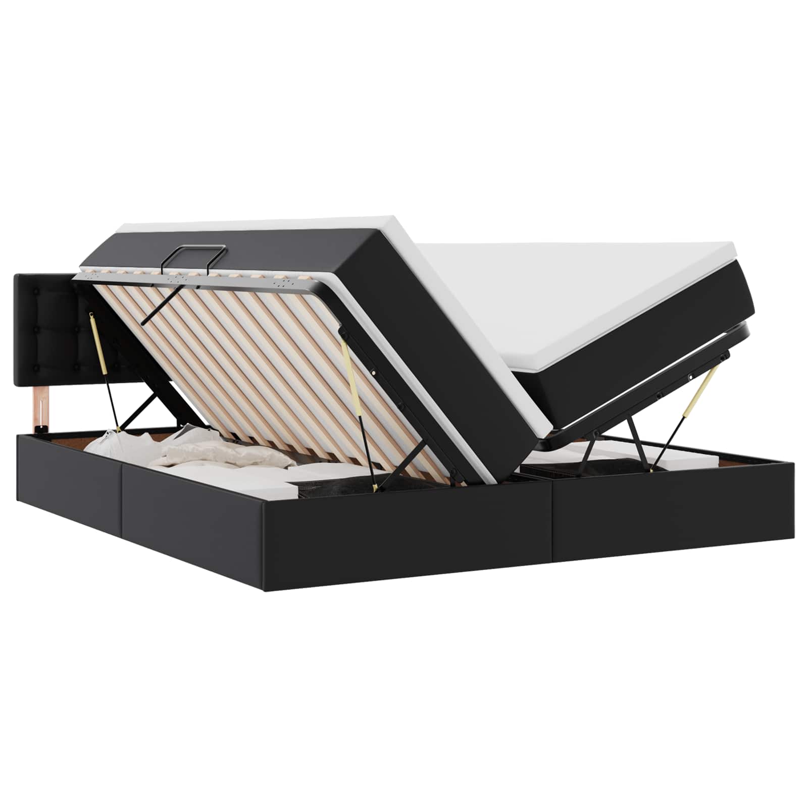 vidaXL Opslag bed met matras met opslag Zwart 180 x 200 cm Nep Leer