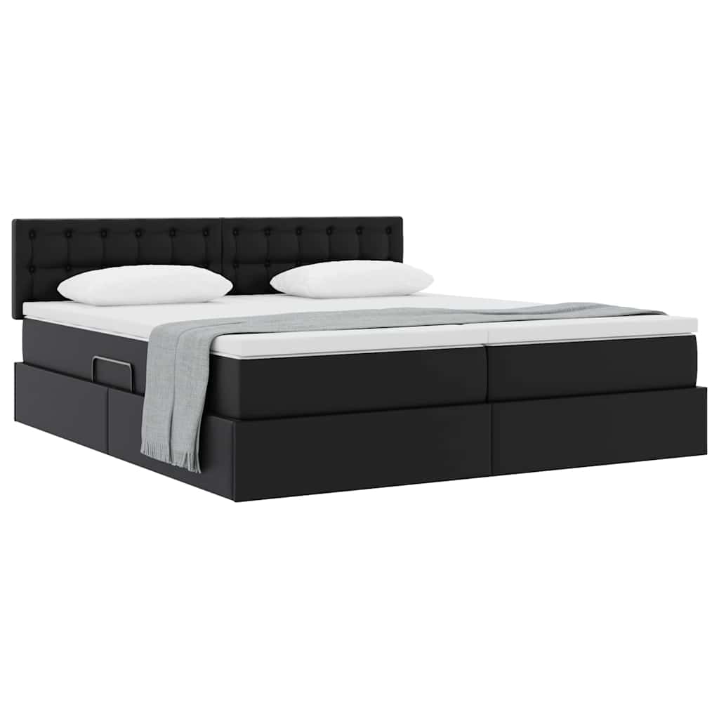 vidaXL Opslag bed met matras met opslag Zwart 180 x 200 cm Nep Leer