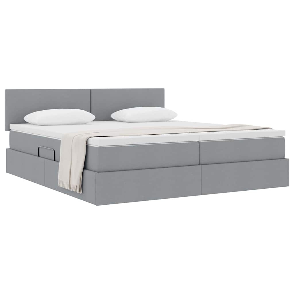 vidaXL Opslag bed met matras Lichtgrijs 200 x 200 cm Nep Leer