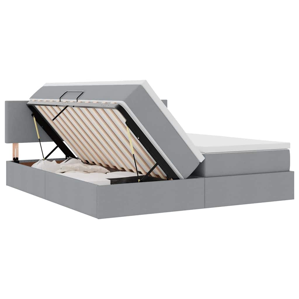 vidaXL Opslag bed met matras Lichtgrijs 200 x 200 cm Nep Leer