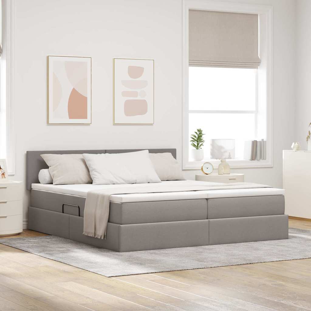 vidaXL Opslag bed met matras Lichtgrijs 200 x 200 cm Nep Leer