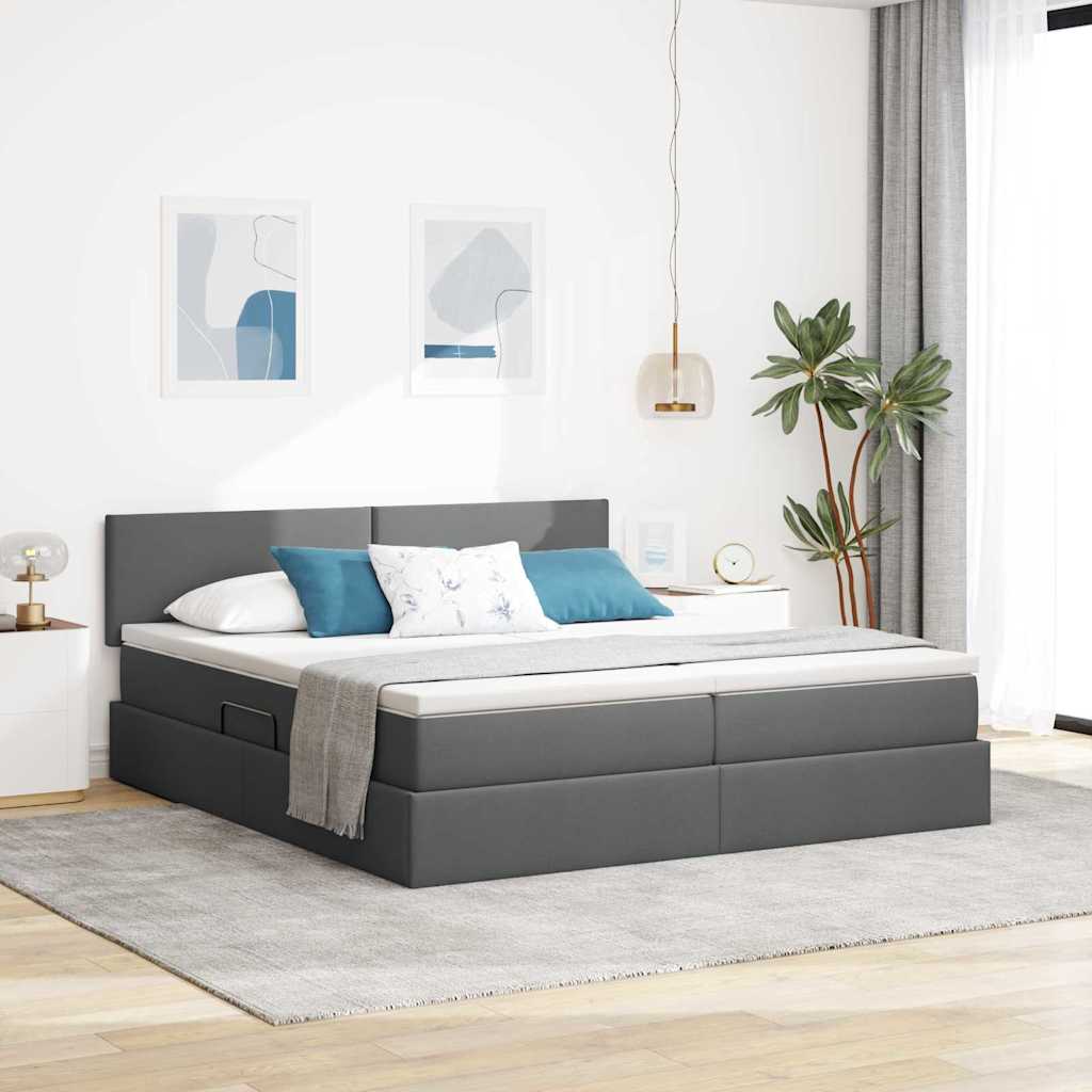vidaXL Opslag bed met matras Lichtgrijs 200 x 200 cm Nep Leer