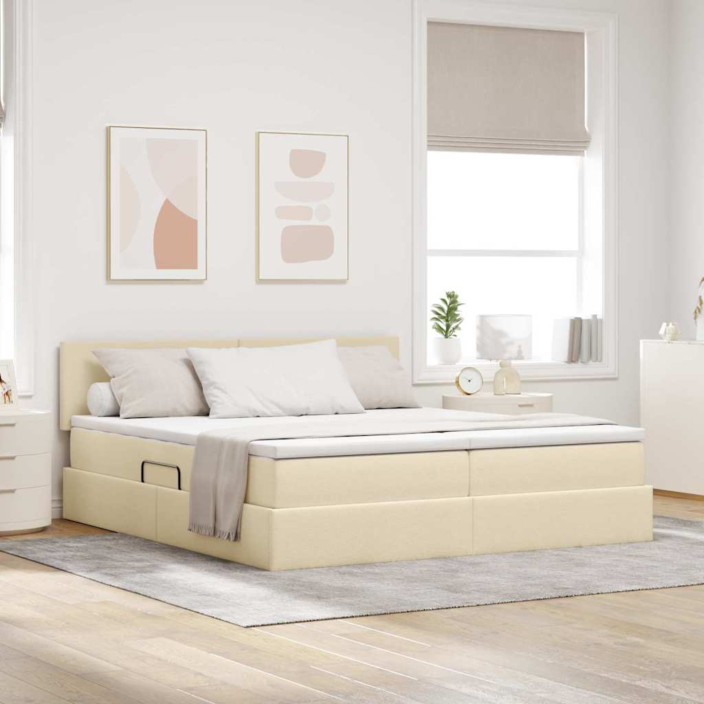 vidaXL Opslag bed met matras Lichtgrijs 200 x 200 cm Nep Leer