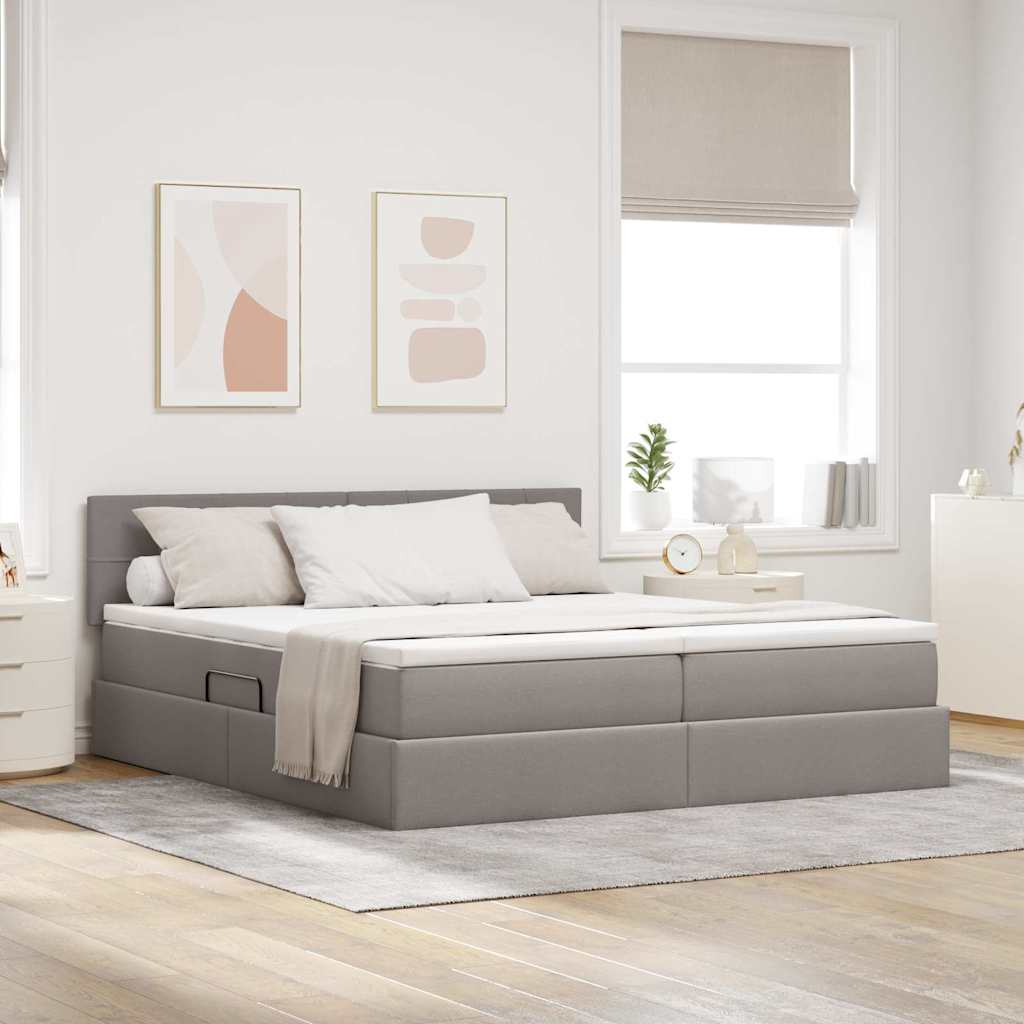 vidaXL Opslag bed met matras Lichtgrijs 200 x 200 cm Nep Leer