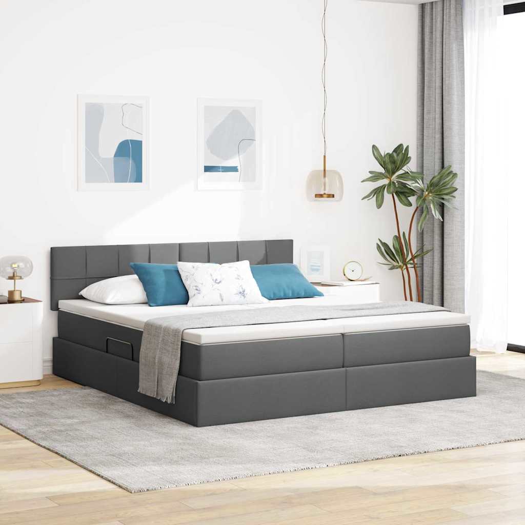 vidaXL Opslag bed met matras Lichtgrijs 200 x 200 cm Nep Leer