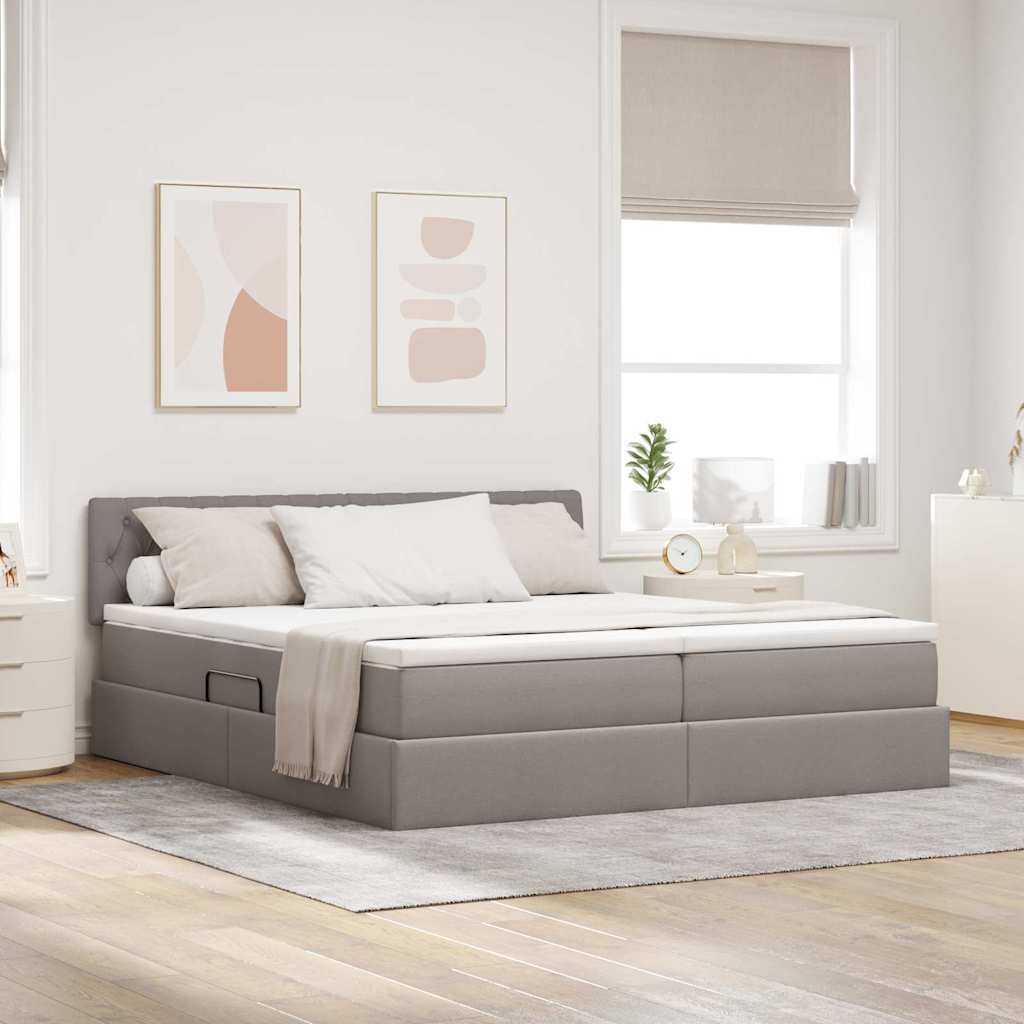 vidaXL Opslag bed met matras Lichtgrijs 200 x 200 cm Nep Leer