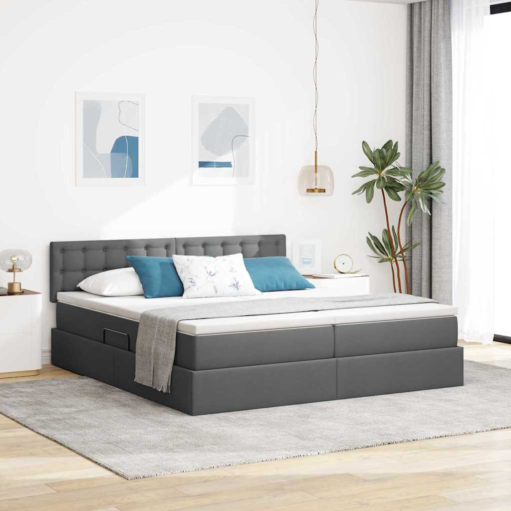 vidaXL Opslag bed met matras Lichtgrijs 200 x 200 cm Nep Leer