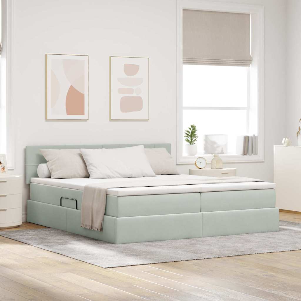 vidaXL Opslag bed met matras met hoofdeinde Donkergroen 90 x 200 cm